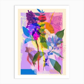 Lilac 3 Neon Flower Collage Art Print