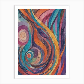 Colorful abstract painting with vibrant splashes and swirls of paint Art Print