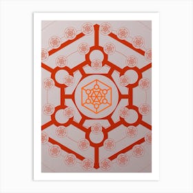 Geometric Abstract Glyph Circle Array in Tomato Red n.0141 Art Print