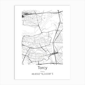 Torcy,France Minimalist Map Art Print