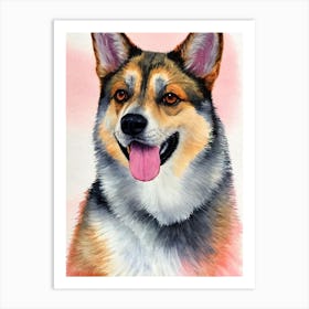 Swedish Vallhund 2 Watercolour Dog Art Print