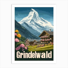 Aihrgdesign A Retro Travel Poster For Grindelwald Featuring A 3887fa3d 9feb 4a51 Bcc3 9d9bd39cfa4c 1 Art Print