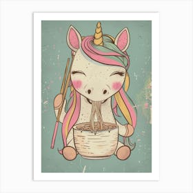 Cute Unicorn Eating Ramen Art Print