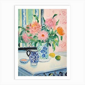 A Vase With Peacock Flower, Flower Bouquet 3 Art Print