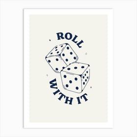 Dice Roll With It Navy Art Print