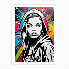 Graffiti Mural Of Beautiful Hip Hop Girl 90 Art Print