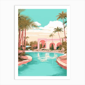 An Illustration In Pink Tones Of  Greens Pool Australia 4 Art Print