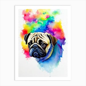 Pug Rainbow Oil Painting Dog Art Print