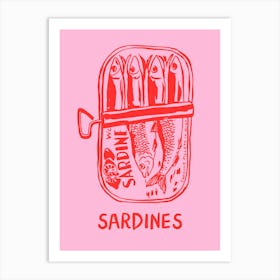 Sardines Tin Pink And Red Print Art Print