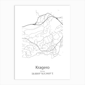 Kragero,Norway Minimalist Map Art Print