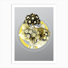 Botanical Antique Flower in Yellow and Gray Gradient n.022 Art Print
