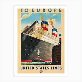 United States Lines To Europe Art Print