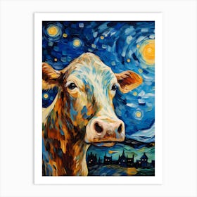 Cow Portrait, Vincent Van Gogh Inspired Art Print