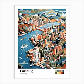 Hamburg, Germany, Geometric Illustration 3 Poster Art Print