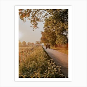 Tractor On Country Road Art Print