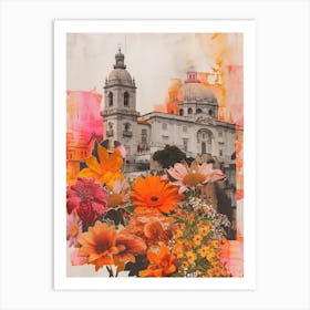 Lisbon   Floral Retro Collage Style 3 Art Print