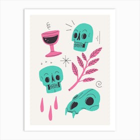 Skulls And Wine Light Art Print