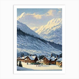 Mayrhofen, Austria Ski Resort Vintage Landscape 1 Skiing Poster Art Print