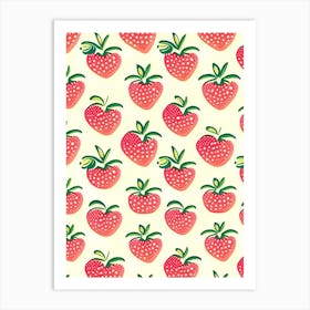 Strawberry Repeat Pattern, Fruit, Neutral Abstract 1 Art Print