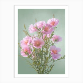 Heather Flowers Acrylic Painting In Pastel Colours 4 Art Print