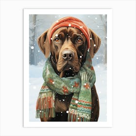 Boxer Wearing A Christmas Scarf Art Print