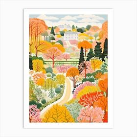 Versailles Gardens, France In Autumn Fall Illustration 1 Art Print