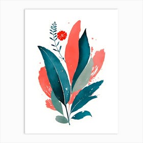 Watercolor Leaves And Flowers Art Print