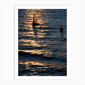 Sailboats At Sunset 22 Art Print