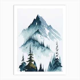 Mountain And Forest In Minimalist Watercolor Vertical Composition 229 Art Print