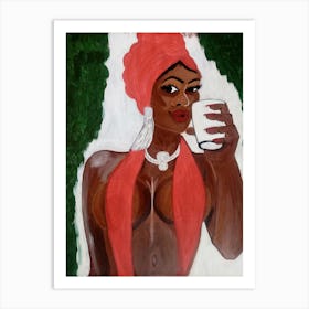 A girl drinking Art Print