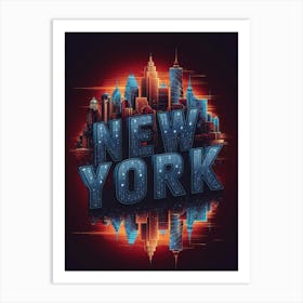 A Captivating And Vibrant 4k Vector T Shirt Design Presents An Imaginative New York City Skyline, Seamlessly Blending Modern And Futuristic Architectural Styles Poster