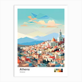 Athens, Greece, Geometric Illustration 4 Poster Art Print