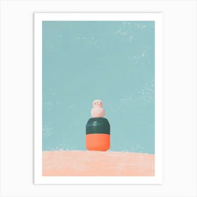 Snowman On The Beach Art Print