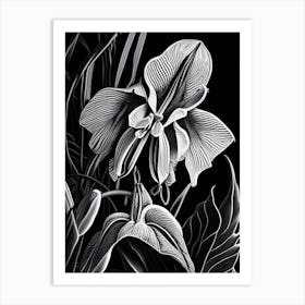 Orchid Leaf Linocut 1 Art Print