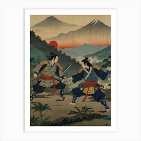 Samurai Fighting Art Print