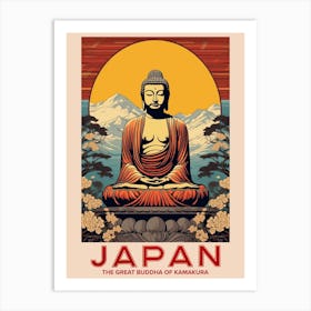 The Great Buddha Of Kamakura, Visit Japan Vintage Travel Art 2 Art Print