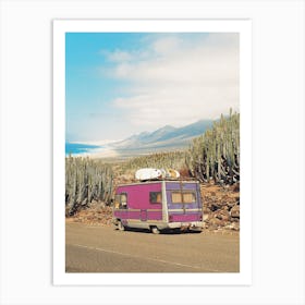 Roadtrip With A Pink Surf Van Art Print