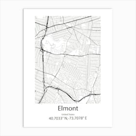 Elmont,United States Minimalist Map Art Print