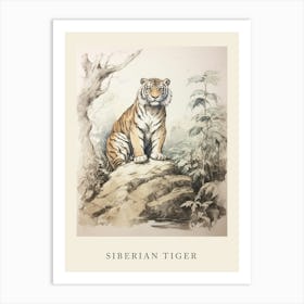 Beatrix Potter Inspired  Animal Watercolour Siberian Tiger 1 Art Print