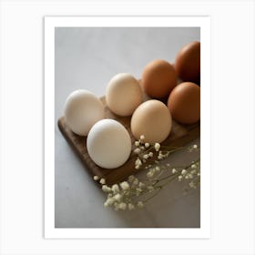 Eggs On A Wooden Board Art Print