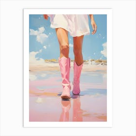 Pink Boots On The Beach 3 Art Print