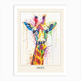 Giraffe Colourful Watercolour 1 Poster Art Print