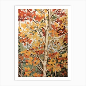 White Poplar 3 Vintage Autumn Tree Print  Art Print
