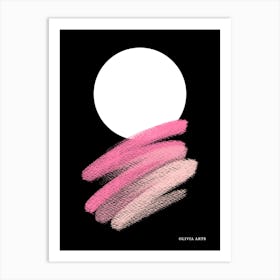 Pink Brushstrokes.A work of art. The moon. The colorful zigzag lines. It adds a touch of high-level art to the place. It creates psychological comfort. Reassurance in the soul.11 Art Print