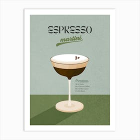 Minimal Espresso Martini Italian Cocktail - retro blue green Art Print