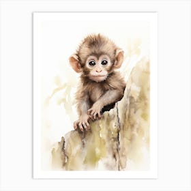 Monkey Painting Drawing Watercolour 2 Art Print