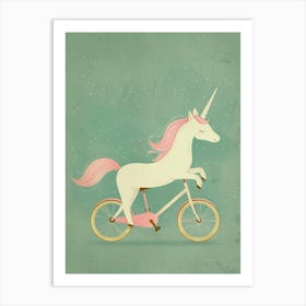 Pastel Storybook Style Unicorn On A Bike 2 Art Print