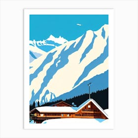 Les Diablerets, Switzerland Midcentury Vintage Skiing Poster Art Print
