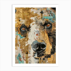 Brown Bear Gold Effect Collage 4 Art Print