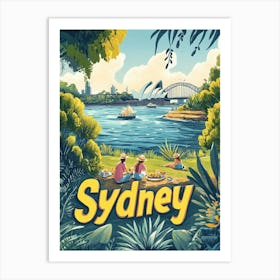 Aihrgdesign A Retro Travel Poster For Sydney 4 Art Print